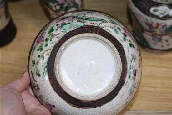 A quantity of Chinese crackle ware vases tallest 34cm